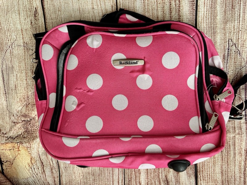 Rockland Overnight Travel Bag Pink And White Polka Dot