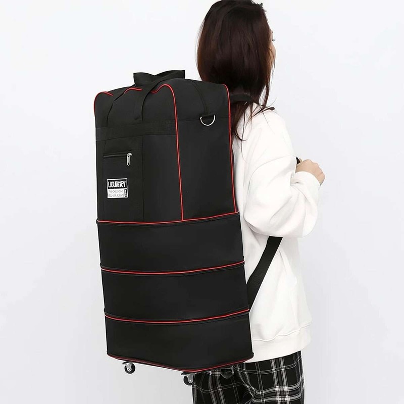 Expandable Duffel Bag 3-Layers Suitcase Collapsible Rolling Wheeled Luggage Bag gallery