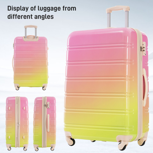 Pixie Inks Aesthetics Ombre Gradient Colour Hardshell 3 Piece Luggage Set With S gallery