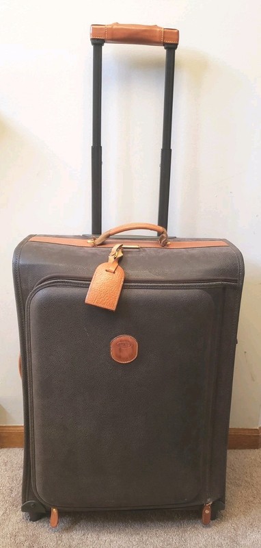 BRICS Luggage Brown Pebble Leather 24″ In Wheeled Suitcase Vintage Made in Italy