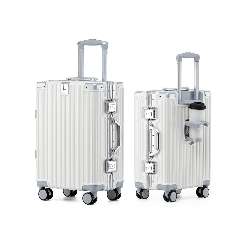 20 Inch Aluminum Frame Carry On Luggage with Spinner Wheels, PC Hard Shell Su…