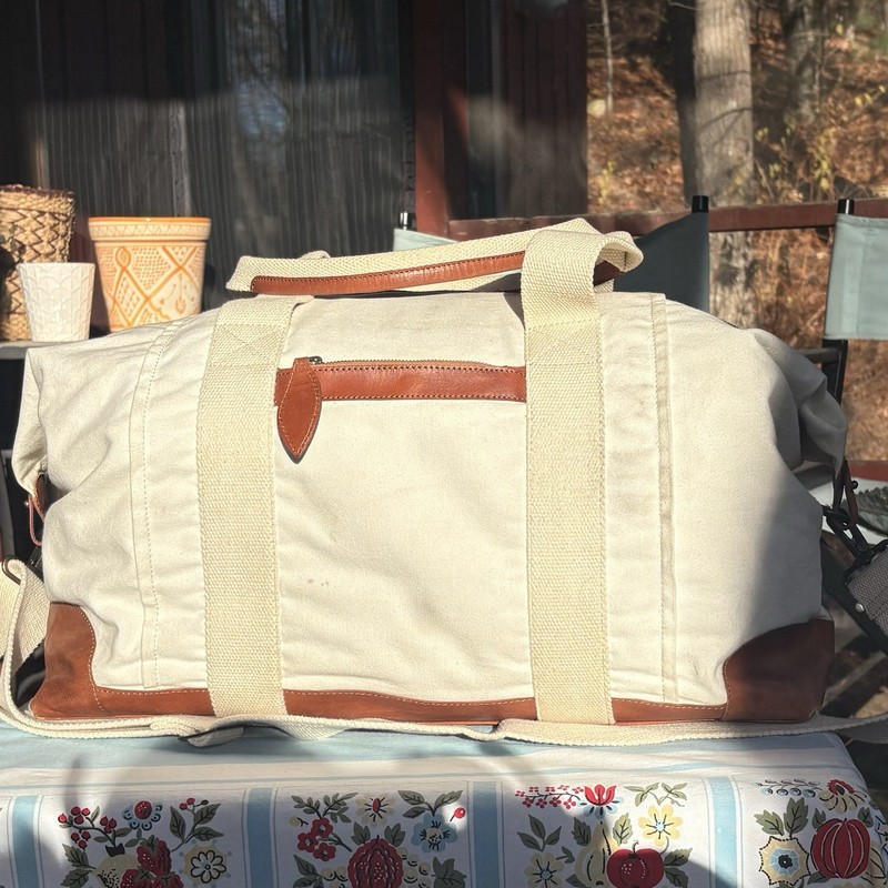 Mark & Graham Canvas and Leather Weekender Travel Bag Small Luggage Tote GUC