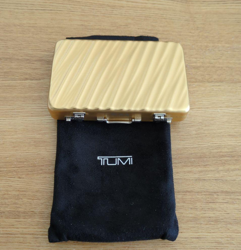 TUMI attaché novelty Aluminum Card Case Gold Color From JAPAN