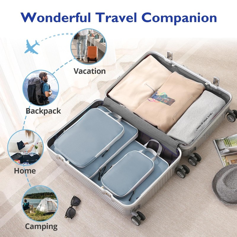 Compression Packing Cubes, 10 Set Packing Cubes for Travel Compression, Light... gallery