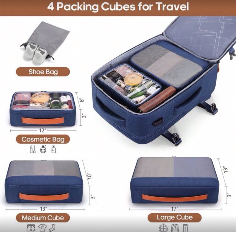 17-Inch Travel Laptop Backpack with Packing Cubes gallery