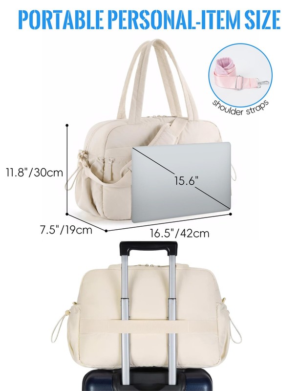 Duffle Bag for Travel Carry on Weekender Crossbody Water Resistant Beige 1 PCS gallery