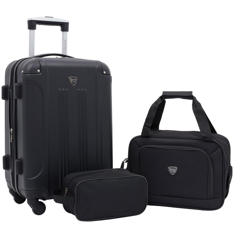 Chicago Hardside Expandable Spinner Luggage, Black, 3 Piece Set