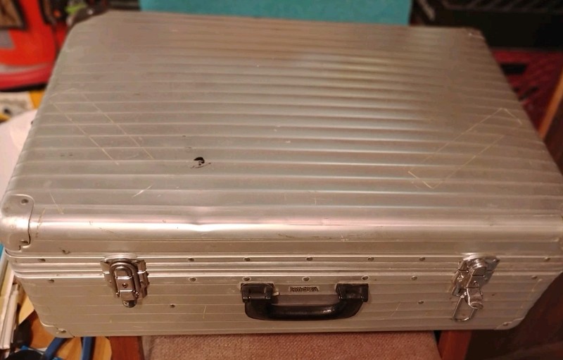 Vintage Rimowa Large Suitcase Two Wheeled Silver Aluminum Trunk Made in Germany