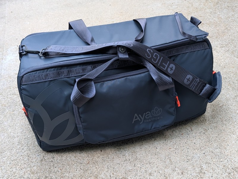 FIGS Aya Healthcare Weekender Duffle Bag Blue Nylon Travel Gym Work 20"x10"x9"