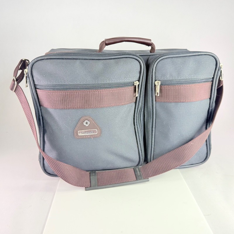 Vintage Samsonite Profile Softside Carry On Shoulder Bag Gray Brown 1980s Travel