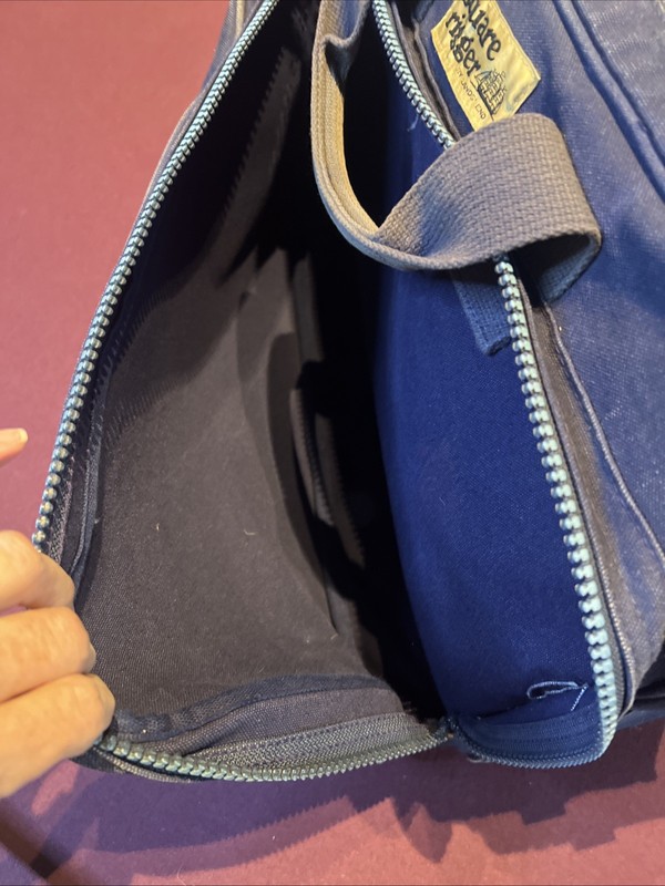 Lands End Square Rigger Double Compartments Bag Canvas Blue Made In USA VTG. gallery