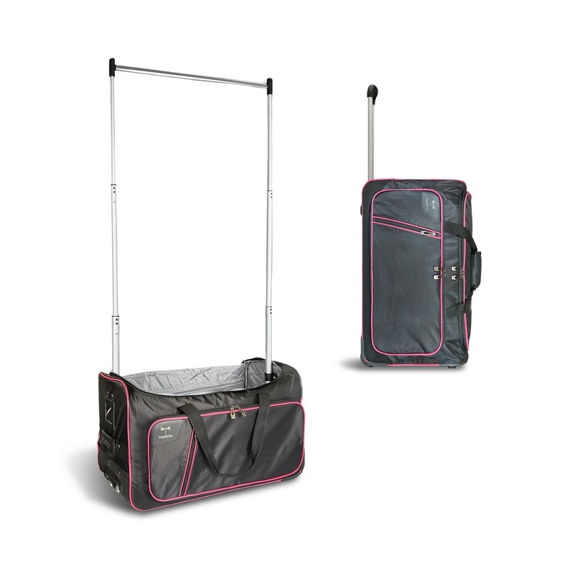 Travolution 24 Inch Garment Rack Duffel with Wheels, Black/Pink Pink 24"