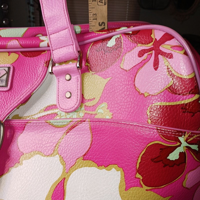 Vintage Roxy Quicksilver Rolling Duffle Bag Travel Luggage Pink Floral Y2K 90s gallery