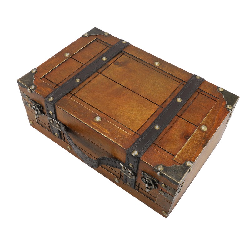 Synthetic Wood Suitcase Vintage Decorative Storage Box Ancient Shoot Prop Small