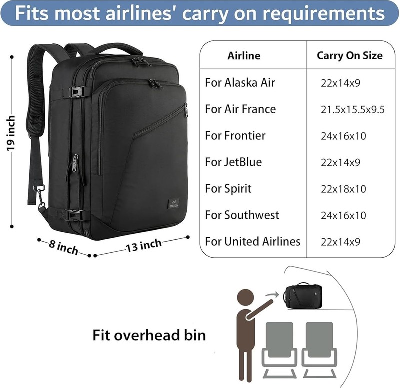 MATEIN Carry on Backpack, Extra Large Travel Backpack Expandable Airplane Approv gallery