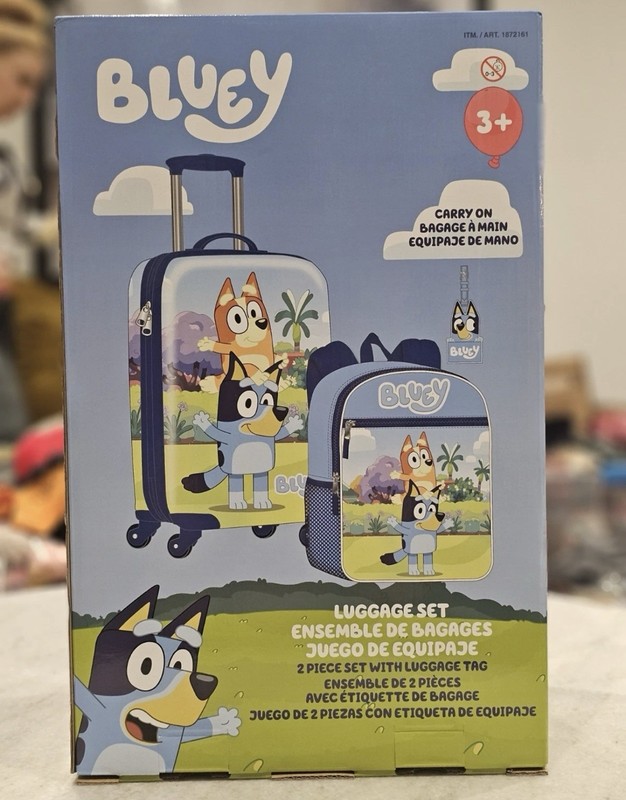 New Bluey Disney 2 Piece Luggage Travel Set 1 Suitcase 1 Backpack 1 Tag Sealed