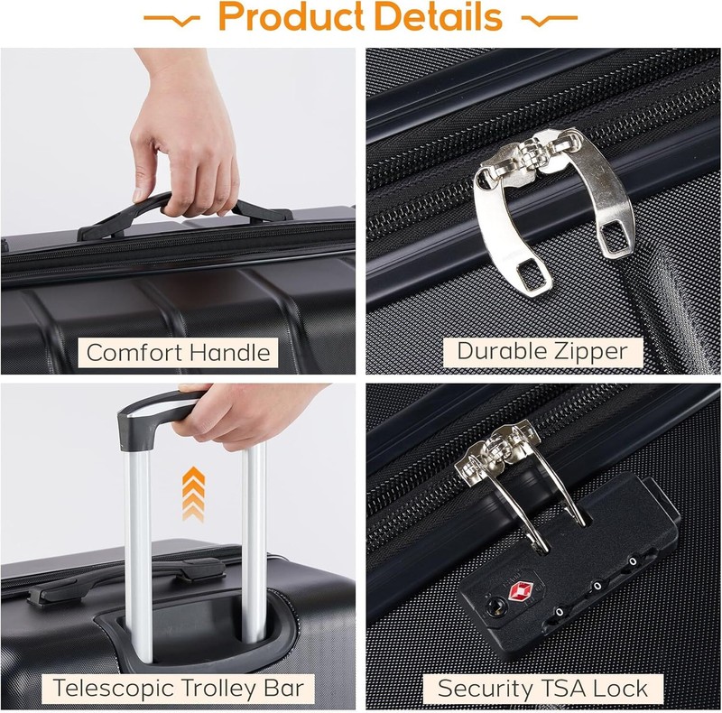 TSA Lock Suitcase Hard Shell Rolling Expandable Lightweight Carry-On Luggage gallery