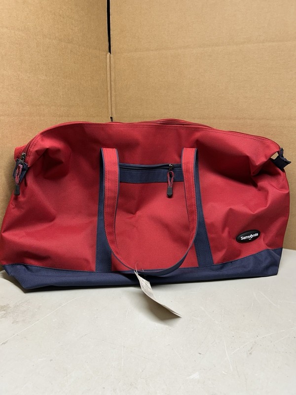Vtg NEW Samsonite Yacht Bag 24" Red Blue Canvas Travel Tote Zipper Top Carry On gallery