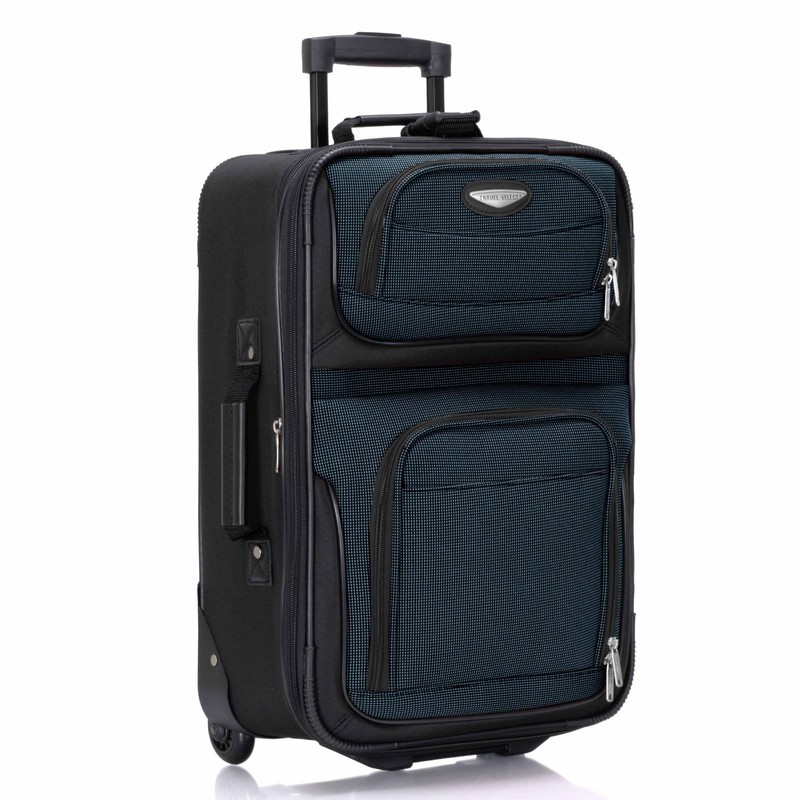21 Inch Softside Expandable Carry-On Rolling Luggage Navy Travel Bag