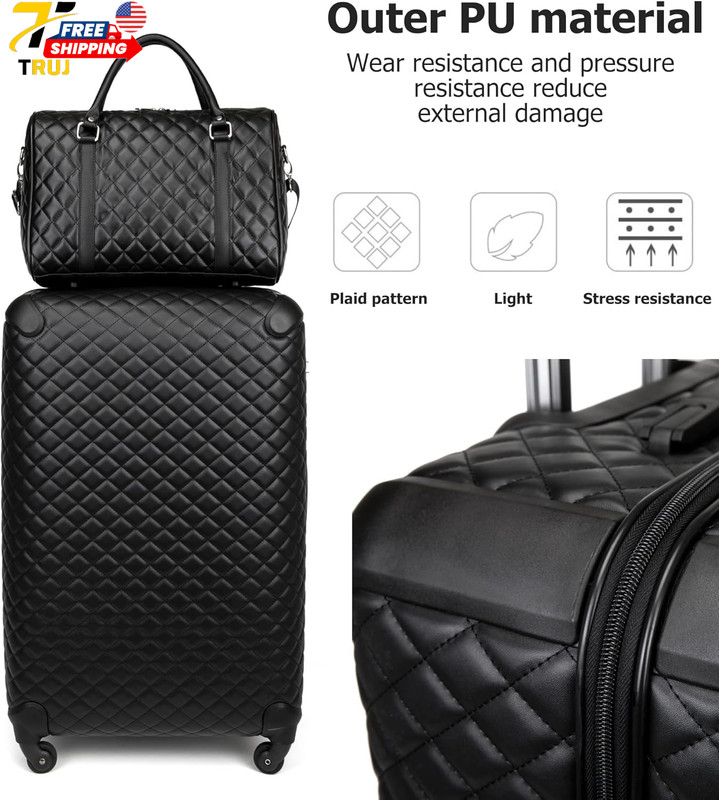 PU Leather Softshell Set Includes Large Travel Bag 20"Carry On 24"& 28"Suitcases gallery
