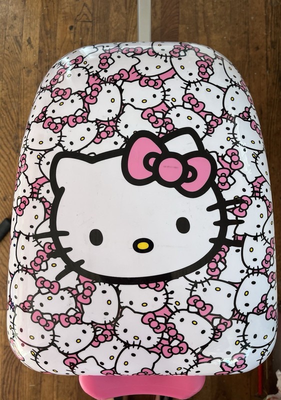 Sanrio Hello Kitty Hard Shell Rolling Carry On Luggage All Over Kitty Print EUC