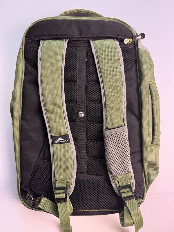 High Sierra Green Backpack Multiple Compartments Adjustable Straps Polyester gallery