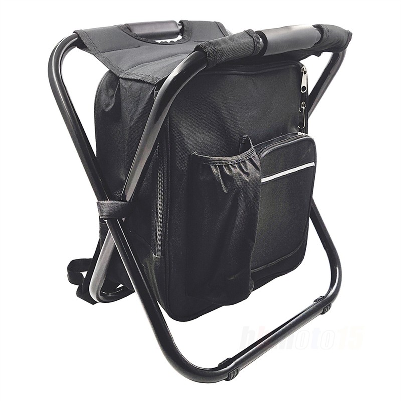Balck Campstool & Backpack Multifunctional Travel Bag For Traveling Fishing