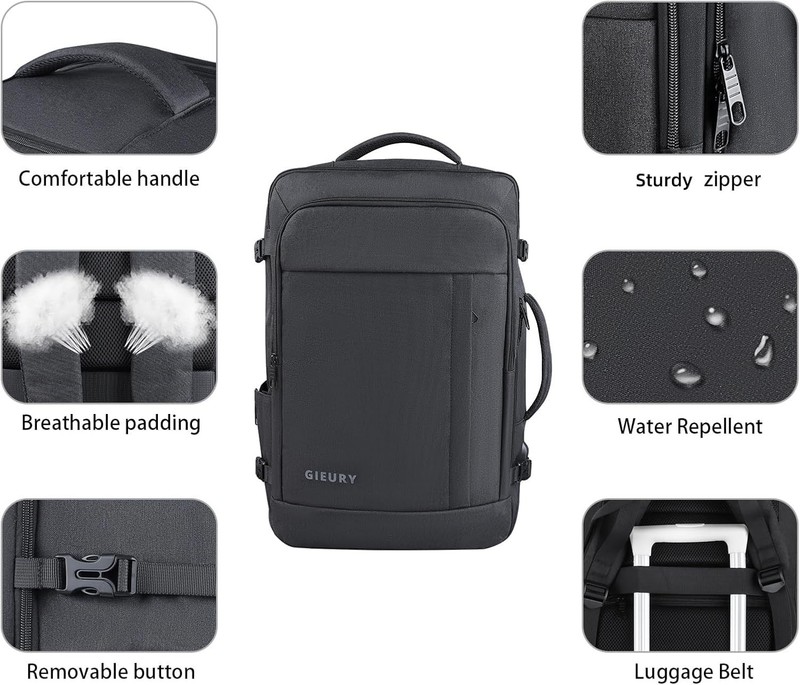 Carry On Backpack, 50L Travel Backpack, Luggage Backpack TSA Flight Approved ... gallery