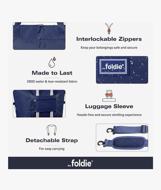 The Foldie® 4.0 Travel Duffle - Water Resistant - Expandable Bottom - Navy Blue gallery